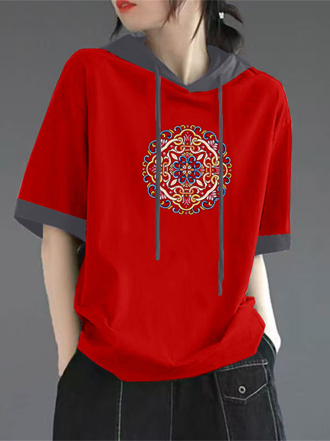 Streetwear High End Brand - Red Pure Cotton Short Sleeve T-Shirt