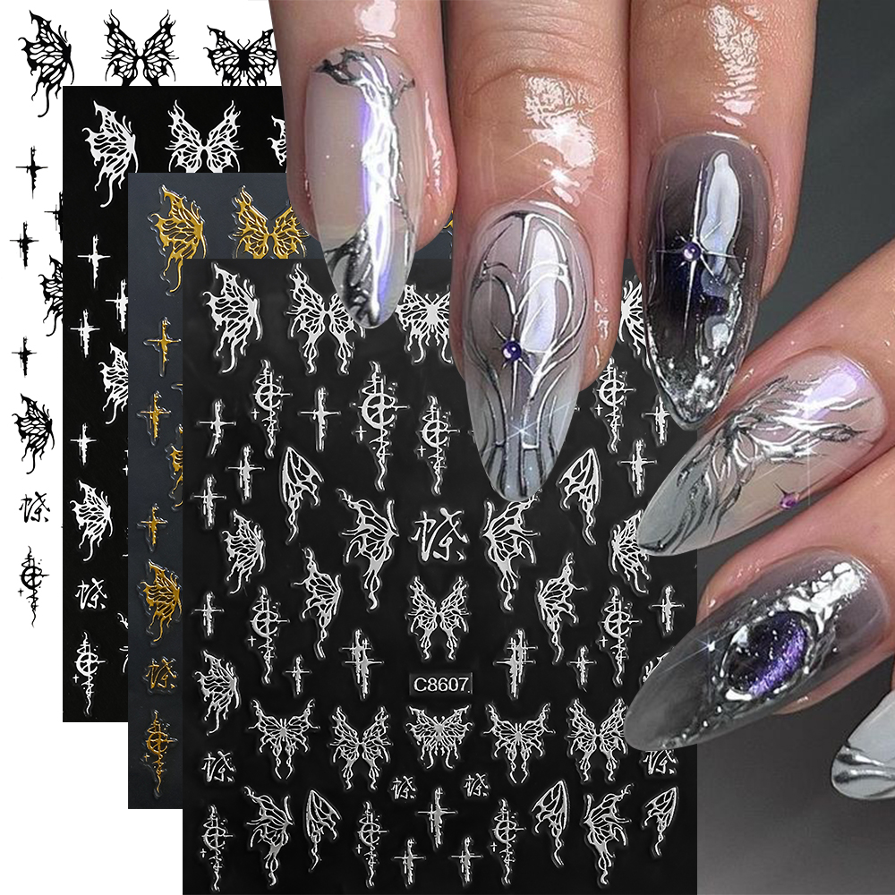4Pcs Silvery Chrome Butterfly  - مراجعة Chrome Hearts Ring وسعره