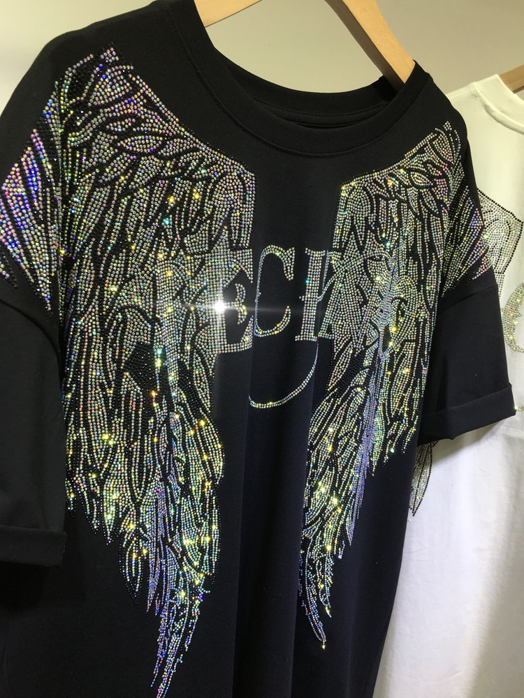 L-4XL Oversize Rhinestone Ange - مراجعة Streetwear Clothing Brands وسعره
