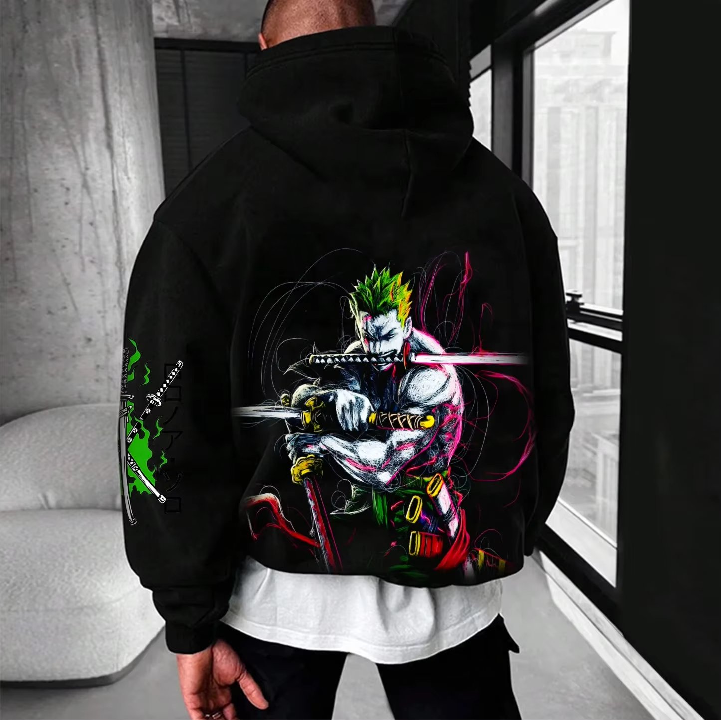 Anime One Piece Zoro Vintage O - مراجعة Streetwear Brand Y2K وسعره