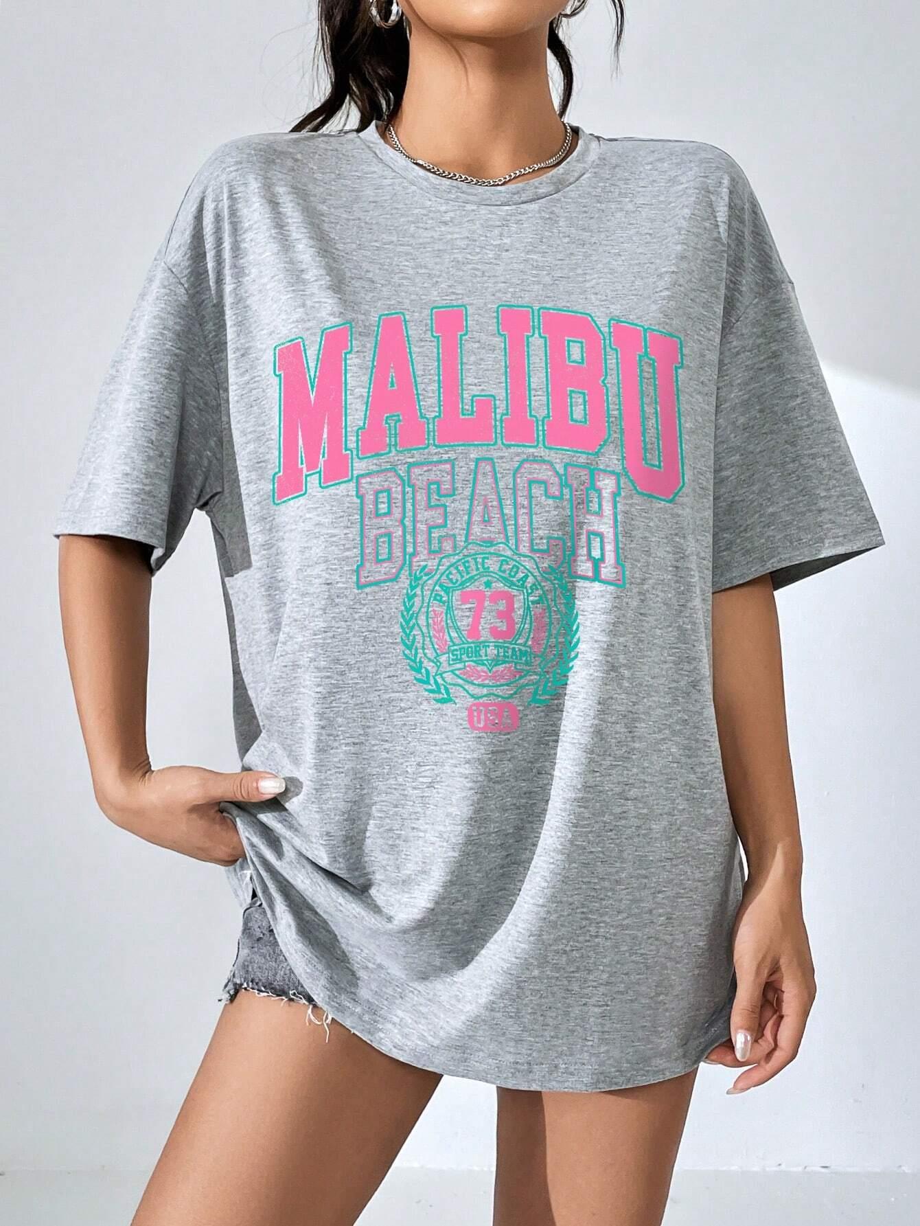 Malibu Beach Letter Print Prin - مراجعة Streetwear Clothing Brands وسعره
