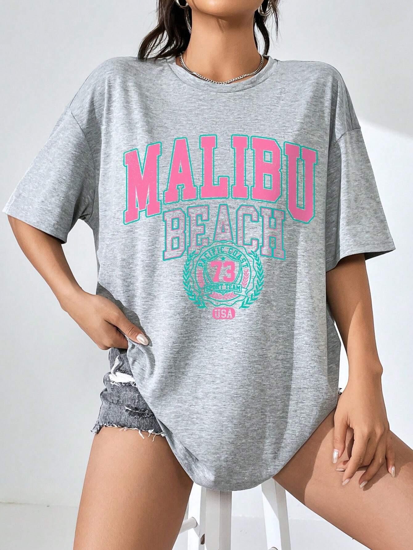Malibu Beach Letter Print Prin - مراجعة Streetwear Clothing Brands وسعره