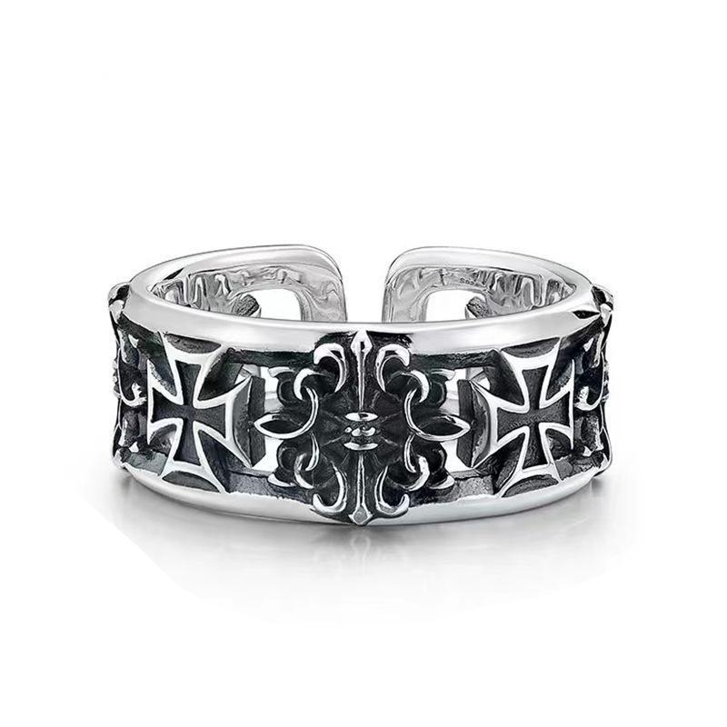 New retro cross hip-hop punk s - مراجعة Chrome Hearts Ring وسعره