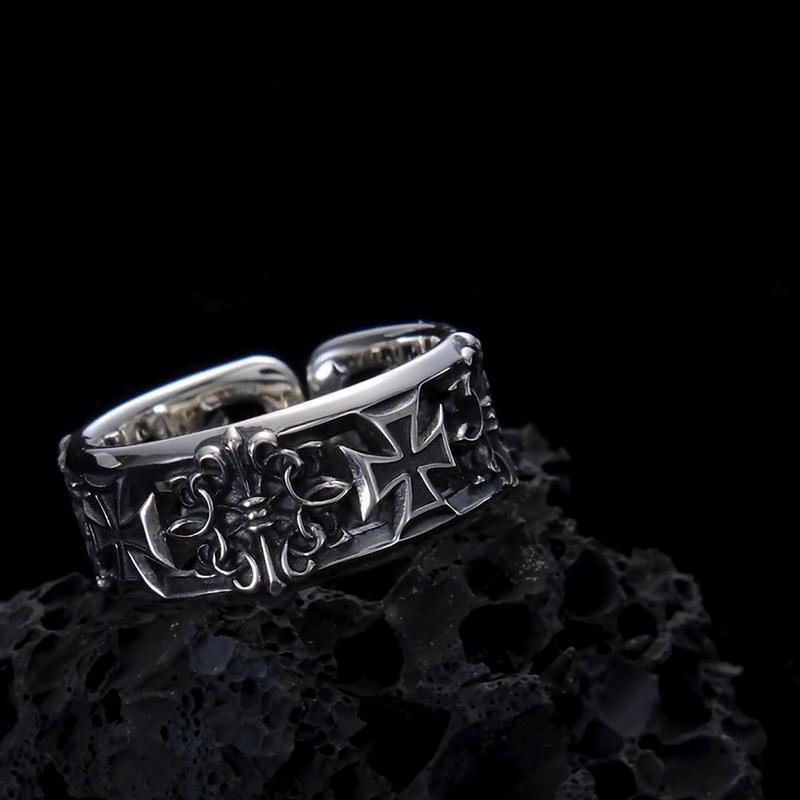 New retro cross hip-hop punk s - مراجعة Chrome Hearts Ring وسعره