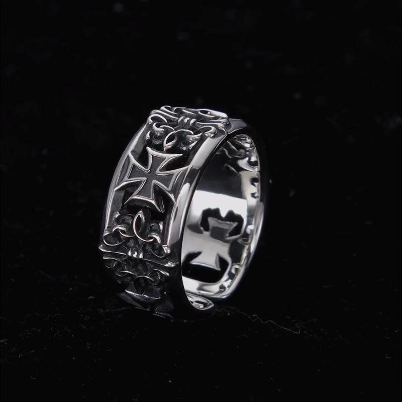 New retro cross hip-hop punk s - مراجعة Chrome Hearts Ring وسعره