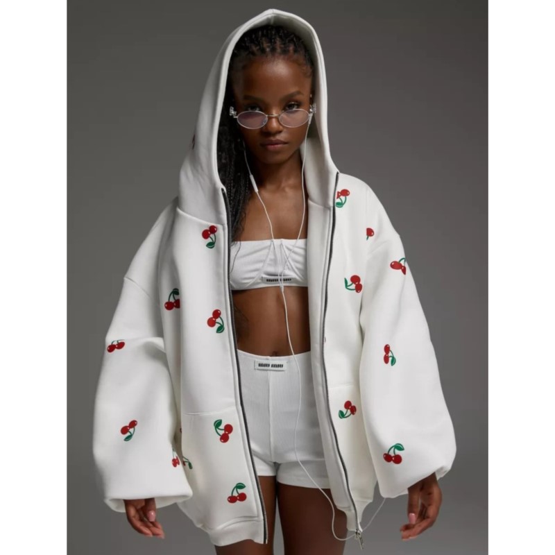 Women's Cherry Printed Sweatsh - مراجعة Streetwear Brand Hoodies وسعره