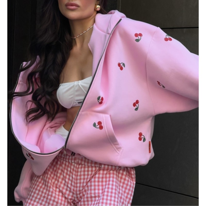 Women's Cherry Printed Sweatsh - مراجعة Streetwear Brand Hoodies وسعره