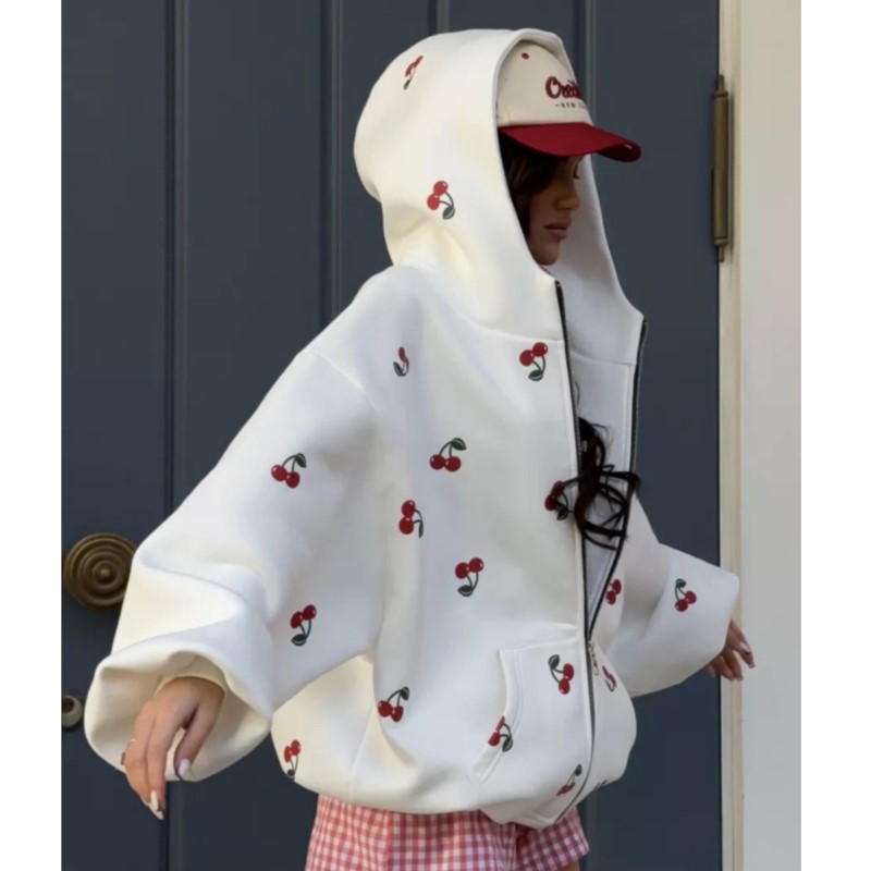Women's Cherry Printed Sweatsh - مراجعة Streetwear Brand Hoodies وسعره