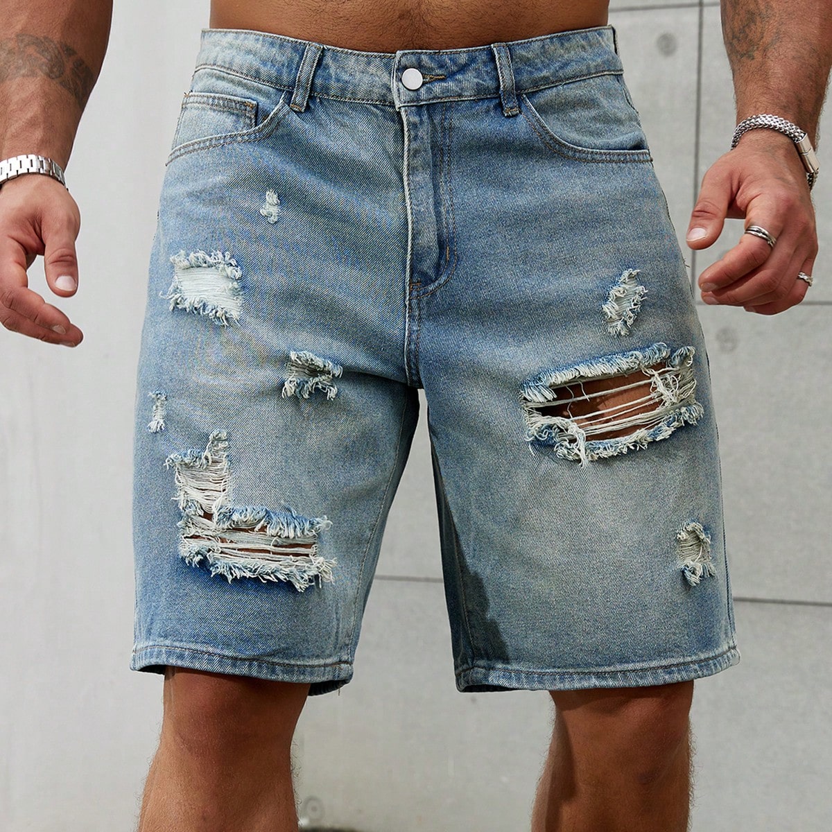 New Fashion Mens Ripped Short  - مراجعة Streetwear Clothing Brands وسعره