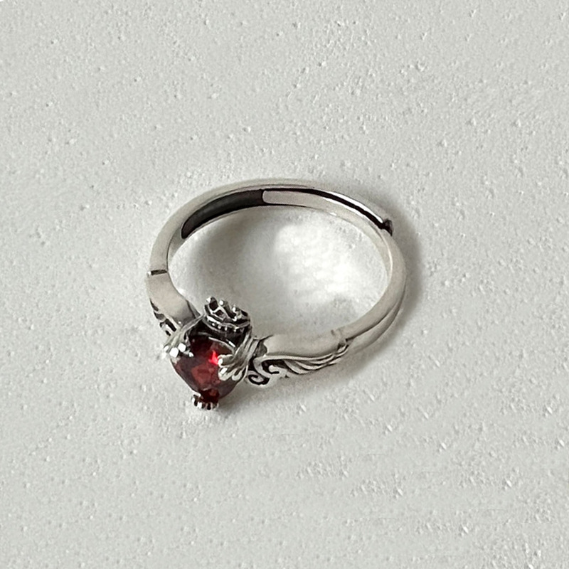 925 Sterling Silver Heart Red  - مراجعة Chrome Hearts Ring وسعره