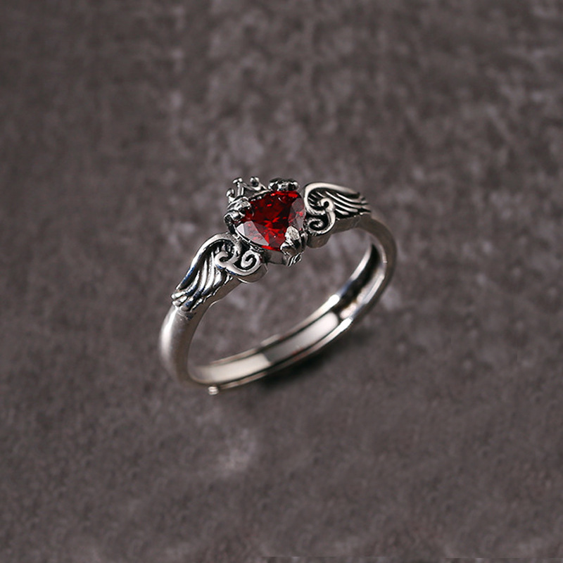 925 Sterling Silver Heart Red  - مراجعة Chrome Hearts Ring وسعره